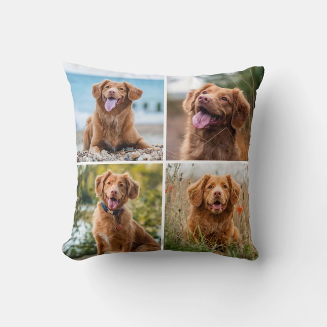 Modern Photo Collage White Dog Cushion (Front)
