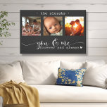 Modern Photo Collage You & Me Forever Canvas Print<br><div class="desc">This stunning canvas wall art features a beautiful three-frame photo collage showcasing cherished memories, adorned with the heartfelt message, "You and Me, Forever and Always." The elegant black and white design, combined with exquisite script and print typography, creates a sophisticated and enduring piece that will complement any interior style. Personalise...</div>