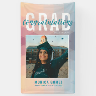 Modern Photo Colourful Ombre Graduation Party Banner