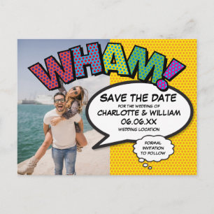 Modern  Photo Comic Book Save the Date Announcement Postcard