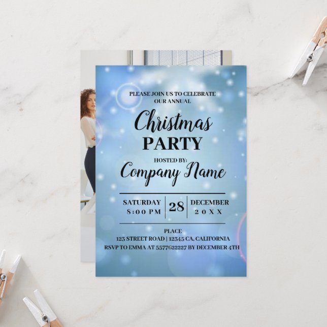 Modern Photo Company Christmas Party Invitation (Front/Back In Situ)