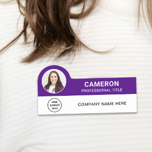 Modern Photo Company Logo Purple Magnetic Name Tag