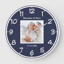 Modern Photo Couples Wedding Anniversary Large Clock