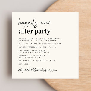 Modern Photo Cream Wedding Reception Invitation