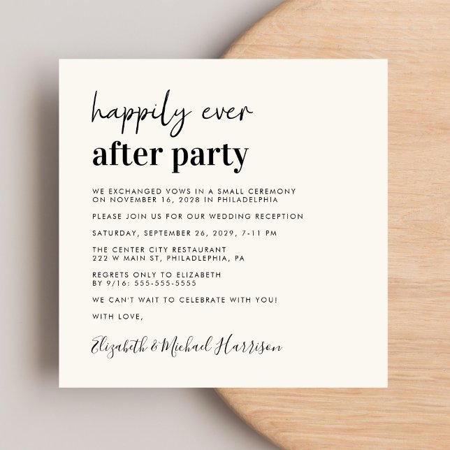 Modern Photo Cream Wedding Reception Invitation (From private vows to a grand happily ever after party - celebrate with family and friends)