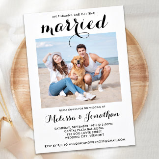 Modern Photo Custom Dog Pet Wedding Invitation