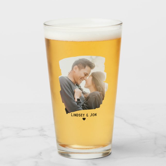 Modern Photo Custom Name or Message Beer  Glass (Front Filled)