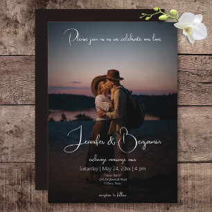Modern Photo Dark Minimal Wedding Invitation