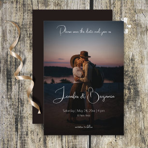 Modern Photo Dark Minimal Wedding Save The Date