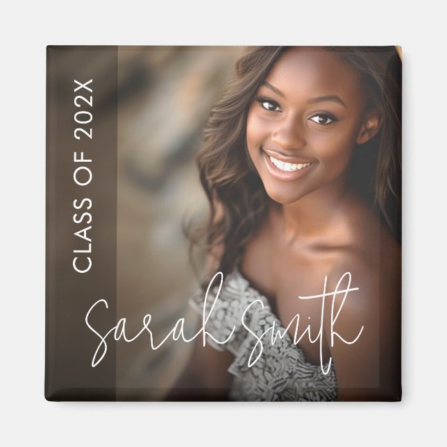 Modern photo dark overlay graduation magnet (Front)
