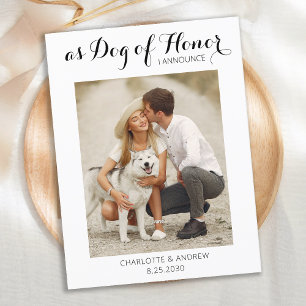Modern Photo Dog Of Honour Wedding Save The Date Announcement Postcard