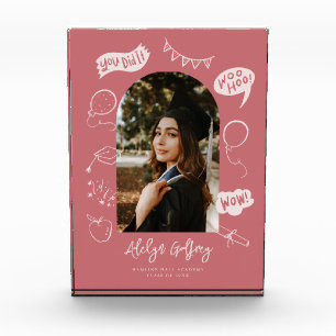 Modern Photo Doodle Graduation Blush Pink Keepsake
