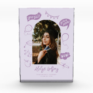Modern Photo Doodle Graduation Purple Keepsake