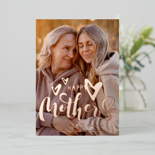 Modern Photo Editable Colour Happy Mother's Day Foil Holiday Card
