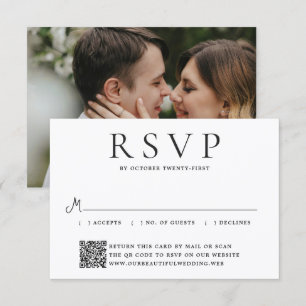 Modern Photo Editorial QR Code Wedding RSVP Card