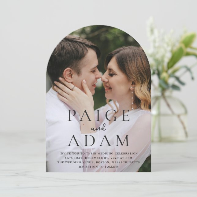 Modern Photo Editorial Wedding Invitation (Standing Front)