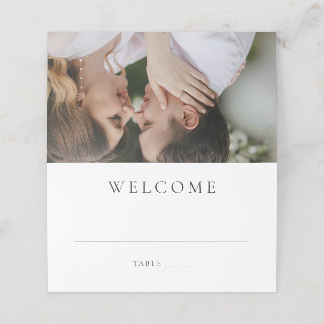 Modern Photo Editorial Wedding Place Card (Outside Unfolded)