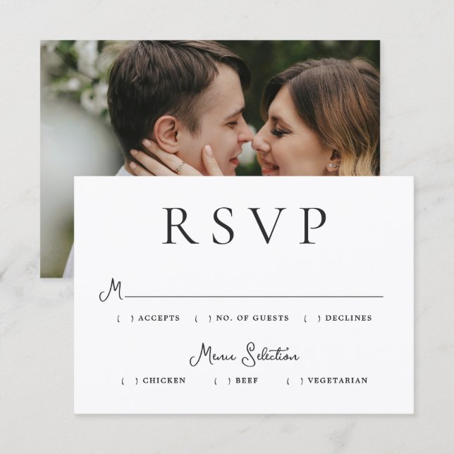Modern Photo Editorial Wedding RSVP Card (Front/Back)