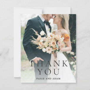 Modern Photo Editorial Wedding Thank You Card