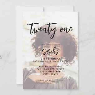 Modern Photo Elegant 21st Birthday Invitation