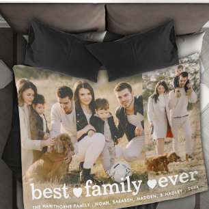 Modern Photo Elegant Best Family Ever Collage Sherpa Blanket