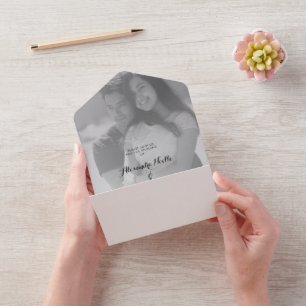 Modern  Photo Elegant Customized Wedding  All In O One Invitation