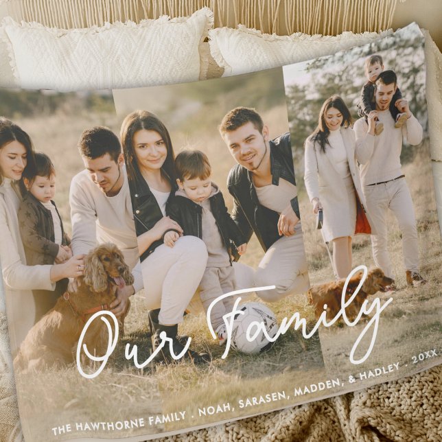 Modern Photo Elegant Family Script Collage Sherpa Blanket (Creator Uploaded)