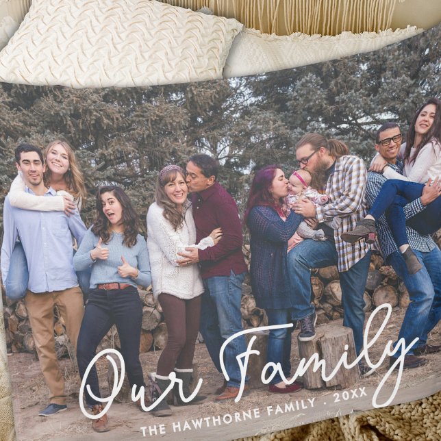 Modern Photo Elegant Family Script Typography Text Sherpa Blanket (Creator Uploaded)