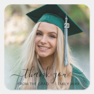 Modern Photo Elegant Graduation Square Sticker