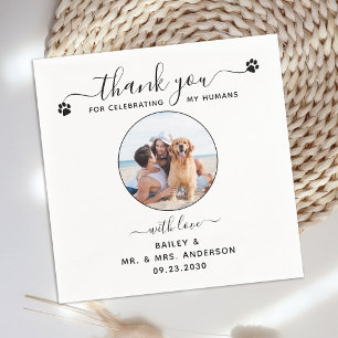 Modern Photo Elegant Script Thank You Pet Wedding Napkin