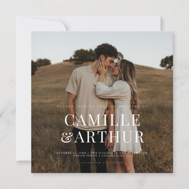 Modern Photo Elegant Stylish Wedding  Invitation (Front)