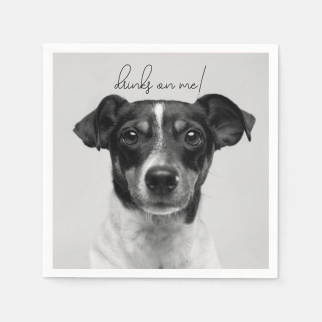 Modern Photo Elegant Thank You Dog Pet Wedding Napkin (Front)