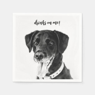 Modern Photo Elegant Thank You Dog Pet Wedding Napkin