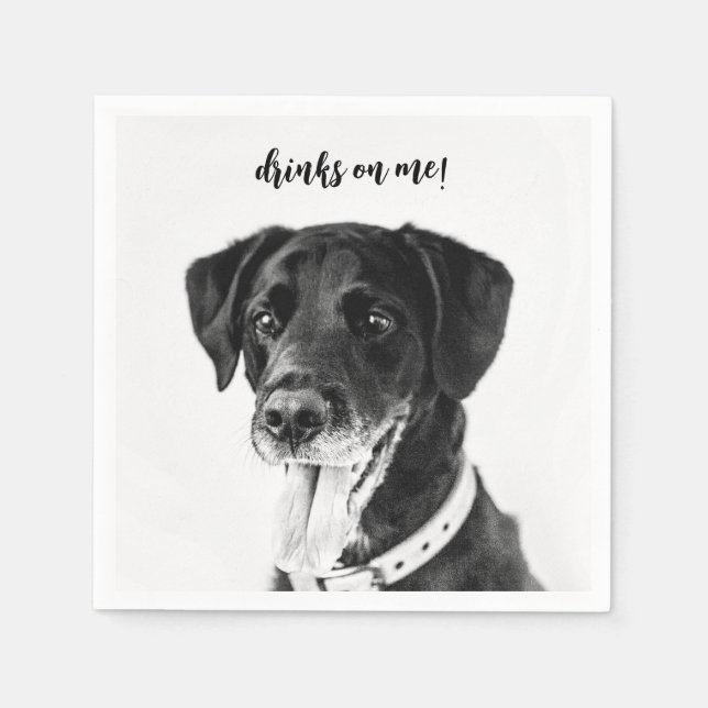 Modern Photo Elegant Thank You Dog Pet Wedding Napkin (Front)