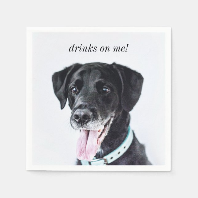 Modern Photo Elegant Thank You Dog Pet Wedding Napkin (Front)