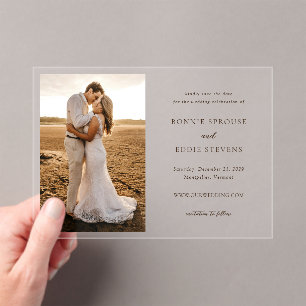 Modern Photo Elegant Wedding Save the Date Acrylic Invitations