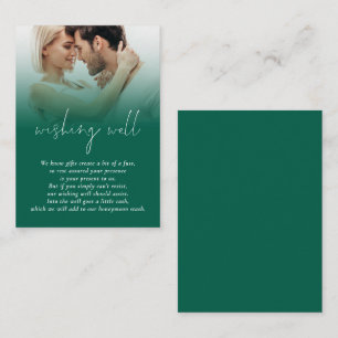 Modern Photo Emerald Green Wedding Wishing Well Enclosure Card