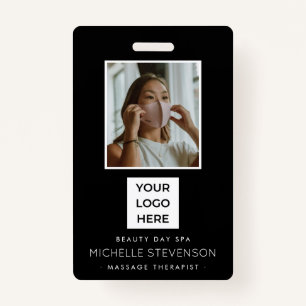 Modern Photo Employee Black ID Badge