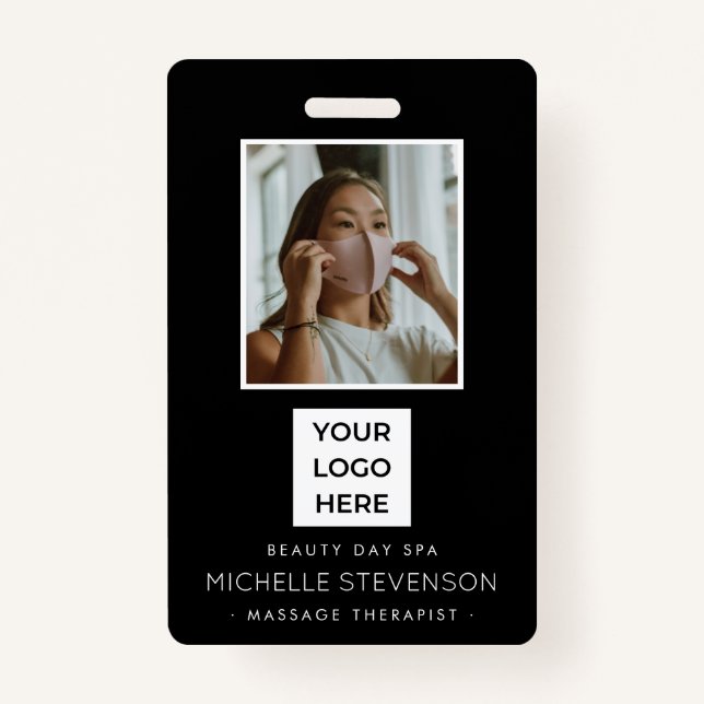 Modern Photo Employee Black  ID Badge (Front)