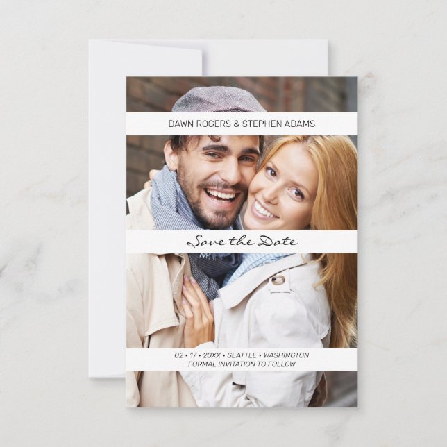 Modern Photo Engaged Couple Wedding Announcement (Front)