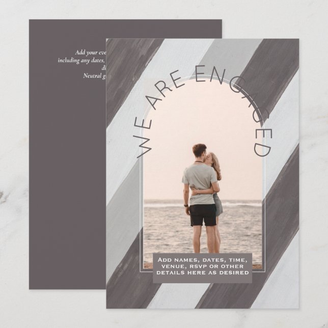 MODERN PHOTO ENGAGEMENT INVITE - Mixed Colours (Front/Back)