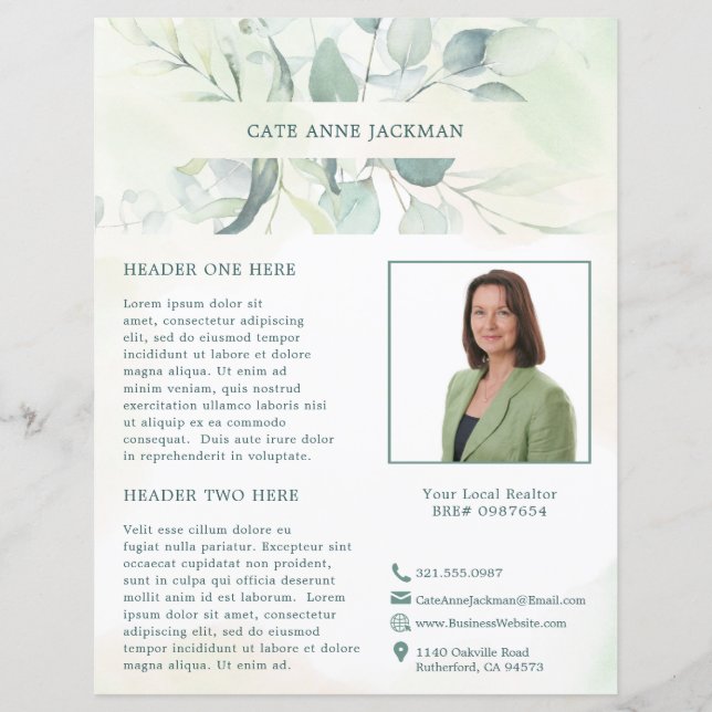 Modern Photo Eucalyptus Elegant Rustic Flyer (Front)