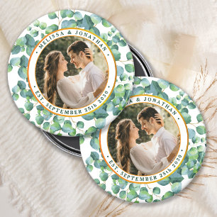 Modern Photo Eucalyptus Greenery Gold Wedding Magnet