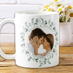 Modern Photo Eucalyptus Personalised Wedding Coffee Mug