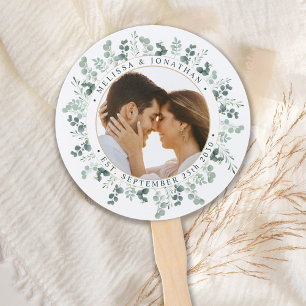 Modern Photo Eucalyptus Personalised Wedding Hand Fan
