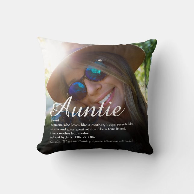 Modern Photo Favourite Aunt Auntie Definition Cushion (Front)