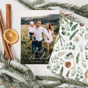 Modern photo feliz navidad elegant script holiday card
