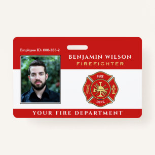 Modern Photo Firefighter ID ID Badge