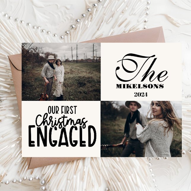 Modern Photo First Christmas Engaged Holiday Card (Creator Uploaded)