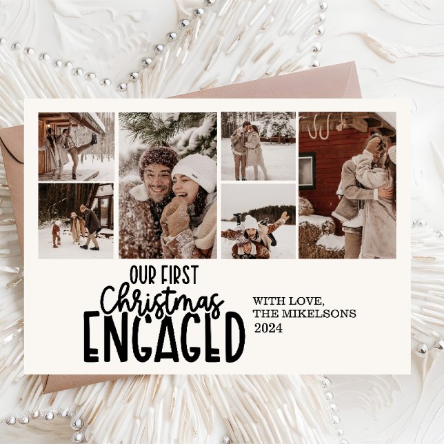 Modern Photo First Christmas Engaged Holiday Card (Creator Uploaded)